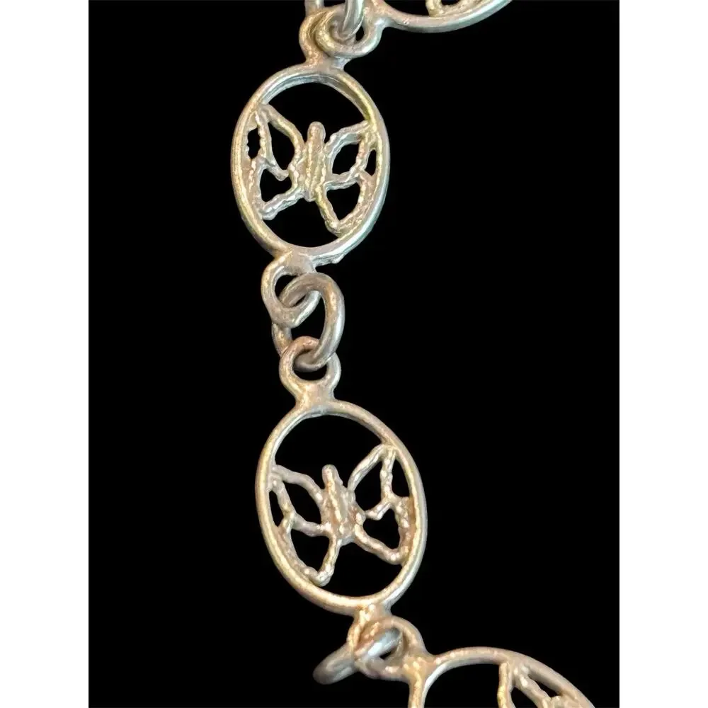 Vtg Sterling Silver 6.5” Butterfly Link Italian Bracelet 925